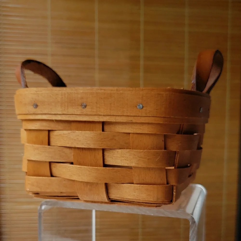Longaberger Tan Accent Basket Handwoven Maple